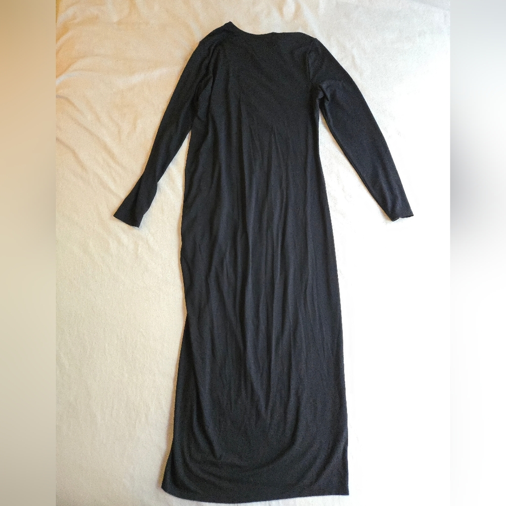 Open Edit Black Ruched Long Sleeve Midi Dress - Picture 10 of 11